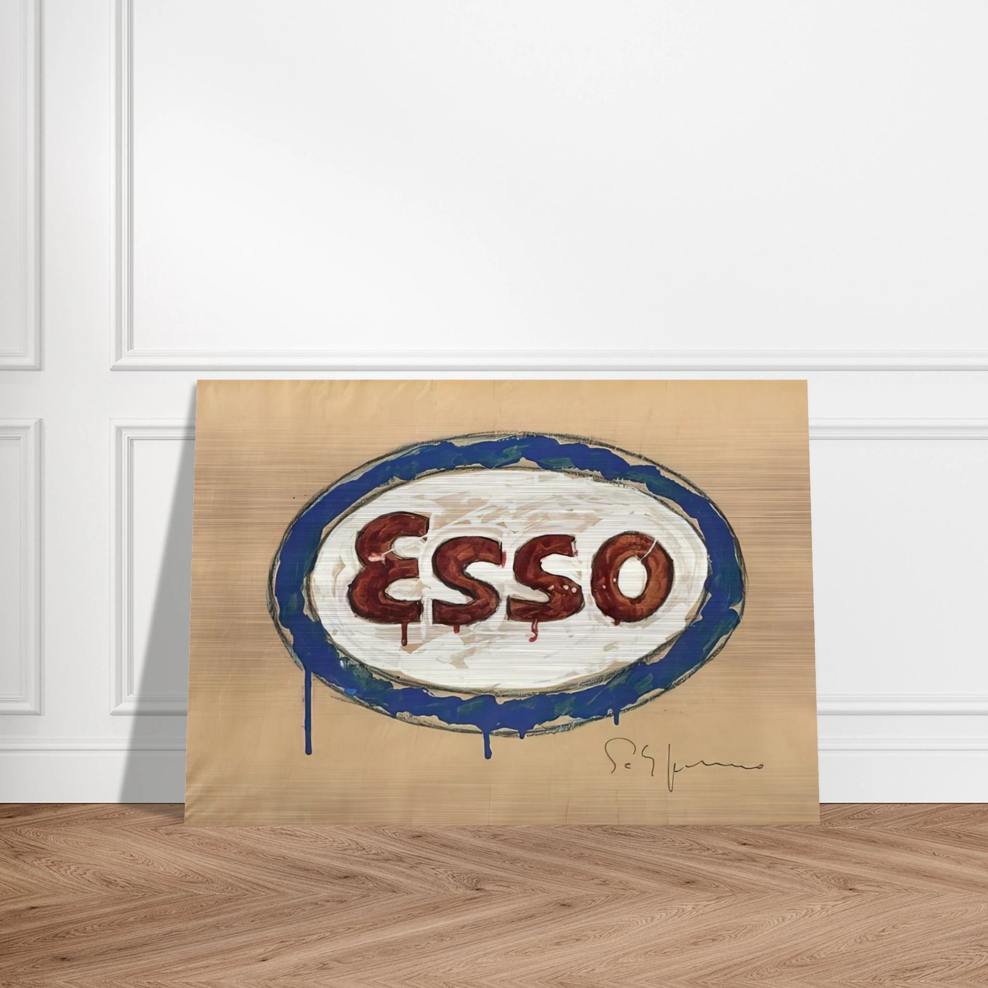 Esso - Pop Art - Mario Schifano Brushed Aluminum Print - 70x100 cm / 28x40 inches | Mario Schifano Aluminum Print | Mario Schifano Prints