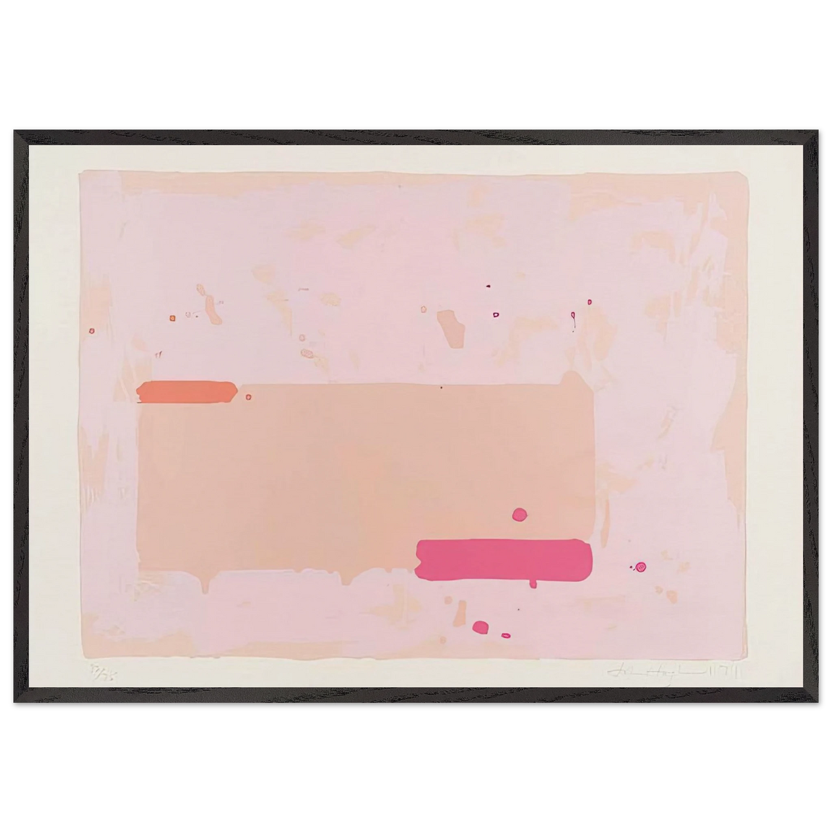 Orange Pink - 1971 - John Hoyland 70x100 cm / 28x40 inches Framed Art Print – Black Wooden Frame