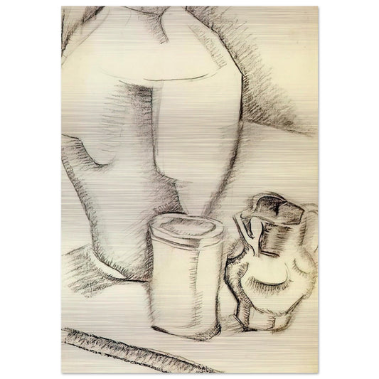 STILL LIFE WITH GOBLET - Juan Gris Brushed Aluminum Print - 70x100 cm / 28x40 inches | Juan Gris Aluminum Print | Juan Gris Prints