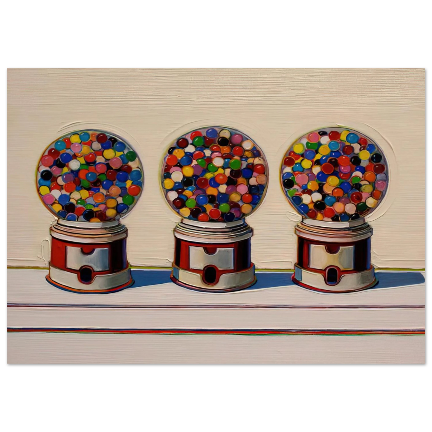 Wayne Thiebaud - Three Machines - 1963 Wall Art - 30x40 cm / 12x16 inches - Premium Wooden Framed Poster With Fine Art Paper - Black frame