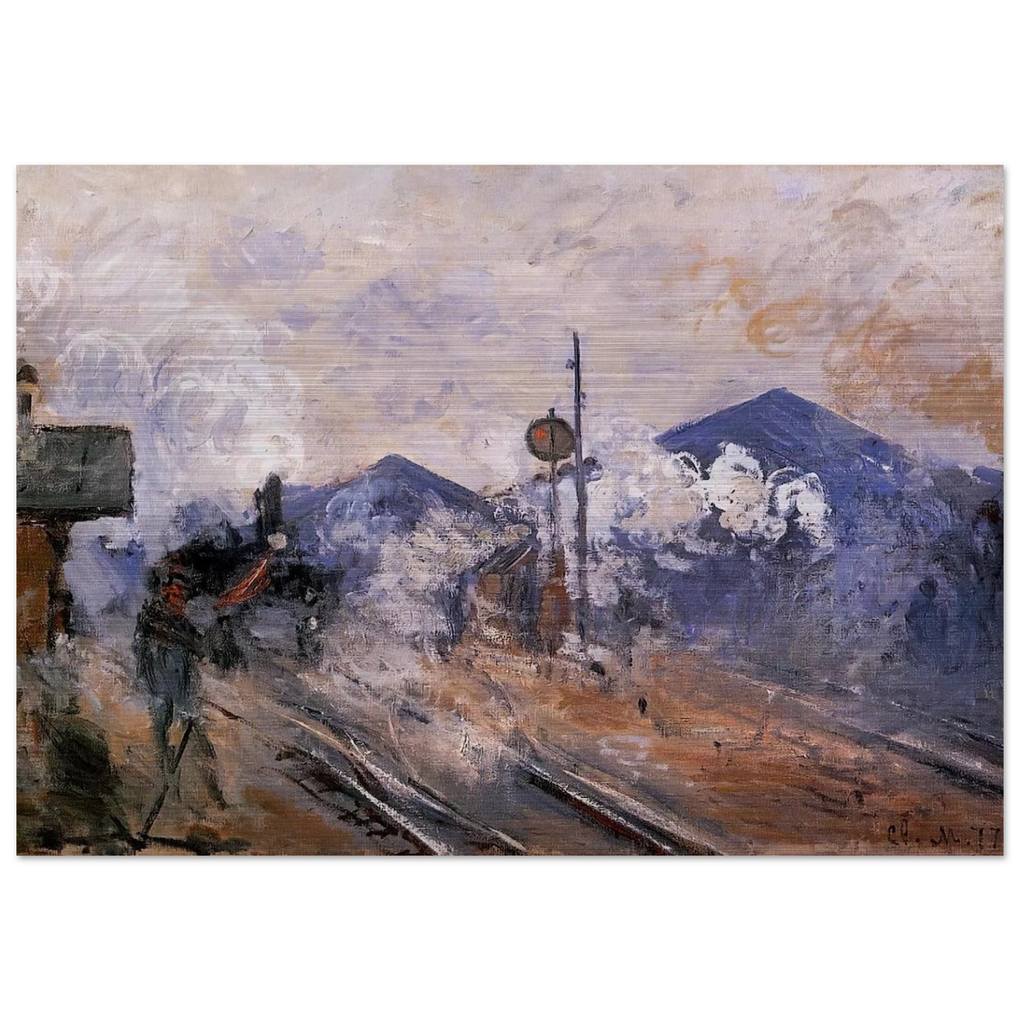 Saint-Lazare Station, Track Coming out - claude monet Brushed Aluminum Print - 70x100 cm / 28x40 inches | claude monet Aluminum Print | claude monet Prints