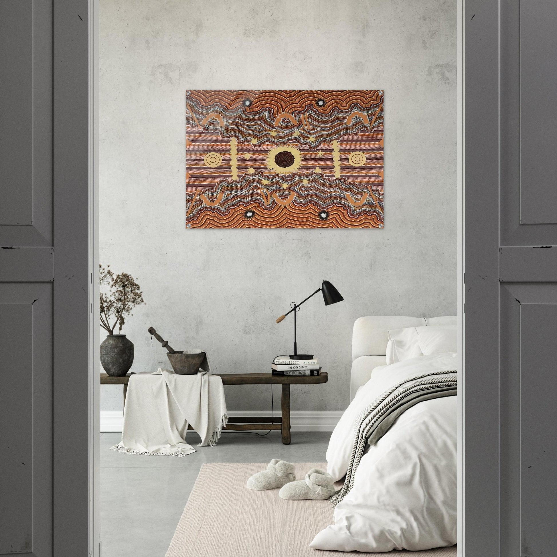 Untitled - 1990 - Clifford Possum Tjapaltjarri Acrylic Print - 70x100 cm / 28x40″ inches