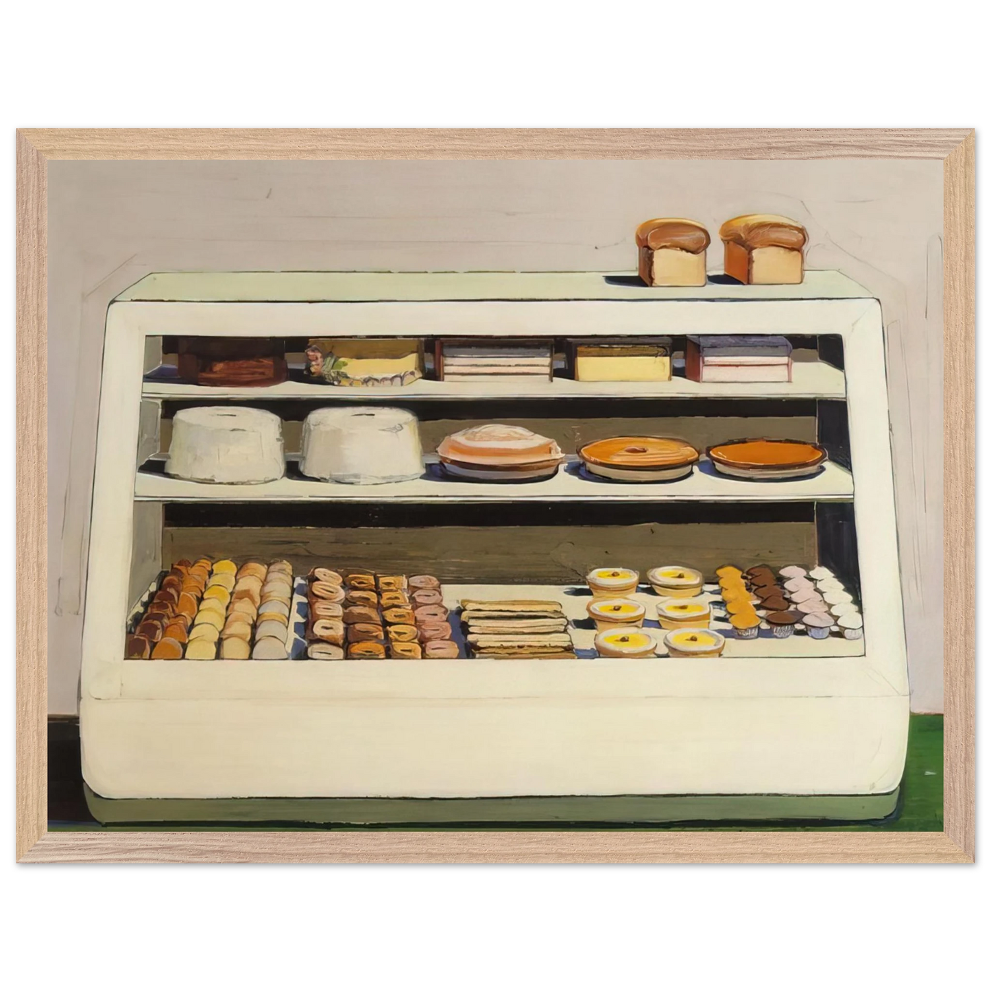 Wayne Thiebaud - Bakery Counter - 1962 Wall Art - 30x40 cm / 12x16 inches - Premium Wooden Framed Poster With Fine Art Paper - Black frame