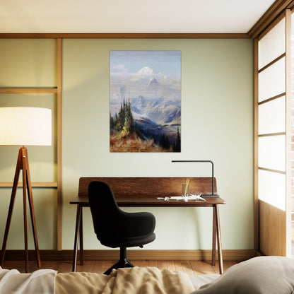 Mount McKinley in Mist - Romanticism - Sydney Laurence Brushed Aluminum Print - 70x100 cm / 28x40 inches | Sydney Laurence Aluminum Print | Sydney Laurence Prints