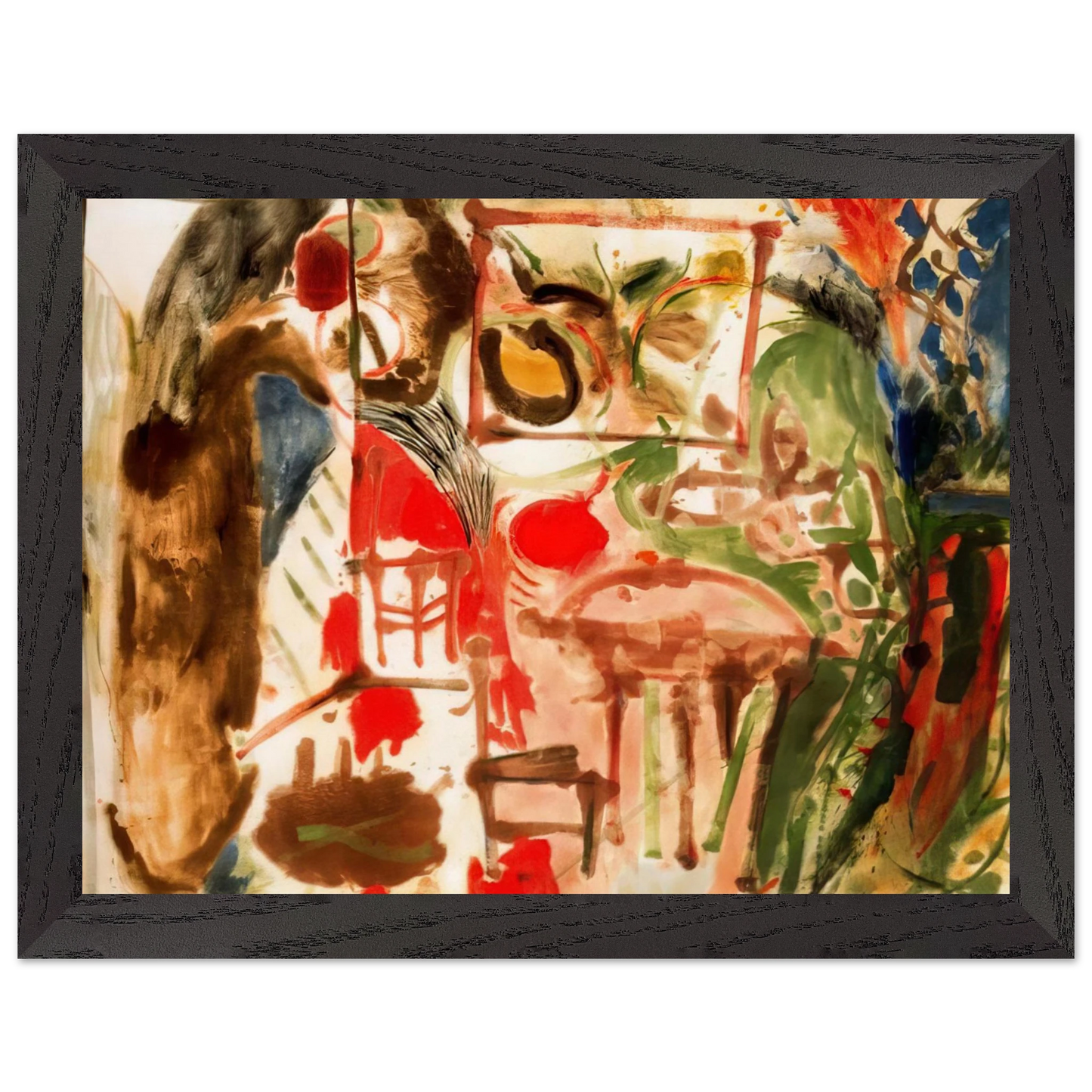 Helen Frankenthaler - Interior - 1957 Wall art - 20x25 cm / 8x10 inches - Premium Wooden Framed Poster With Fine Art Paper-canvas - Black frame