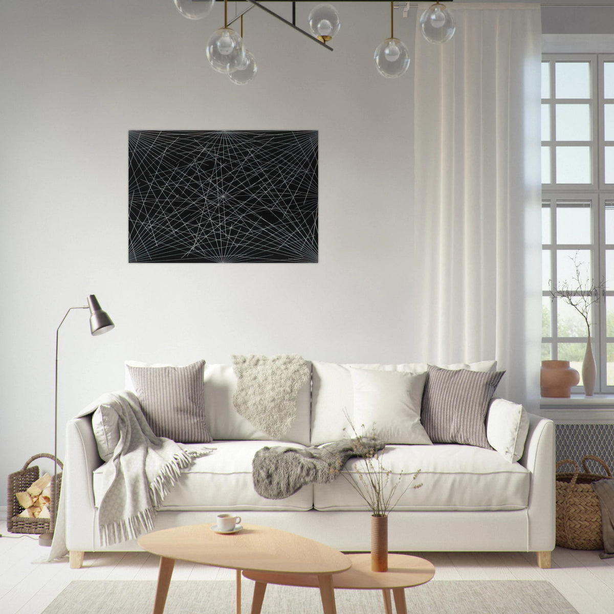 Lines From Corners, Sides  the Centre, to Points on a Grid - Sol LeWitt Brushed Aluminum Print - 70x100 cm / 28x40 inches | Sol LeWitt Aluminum Print | Sol LeWitt Prints