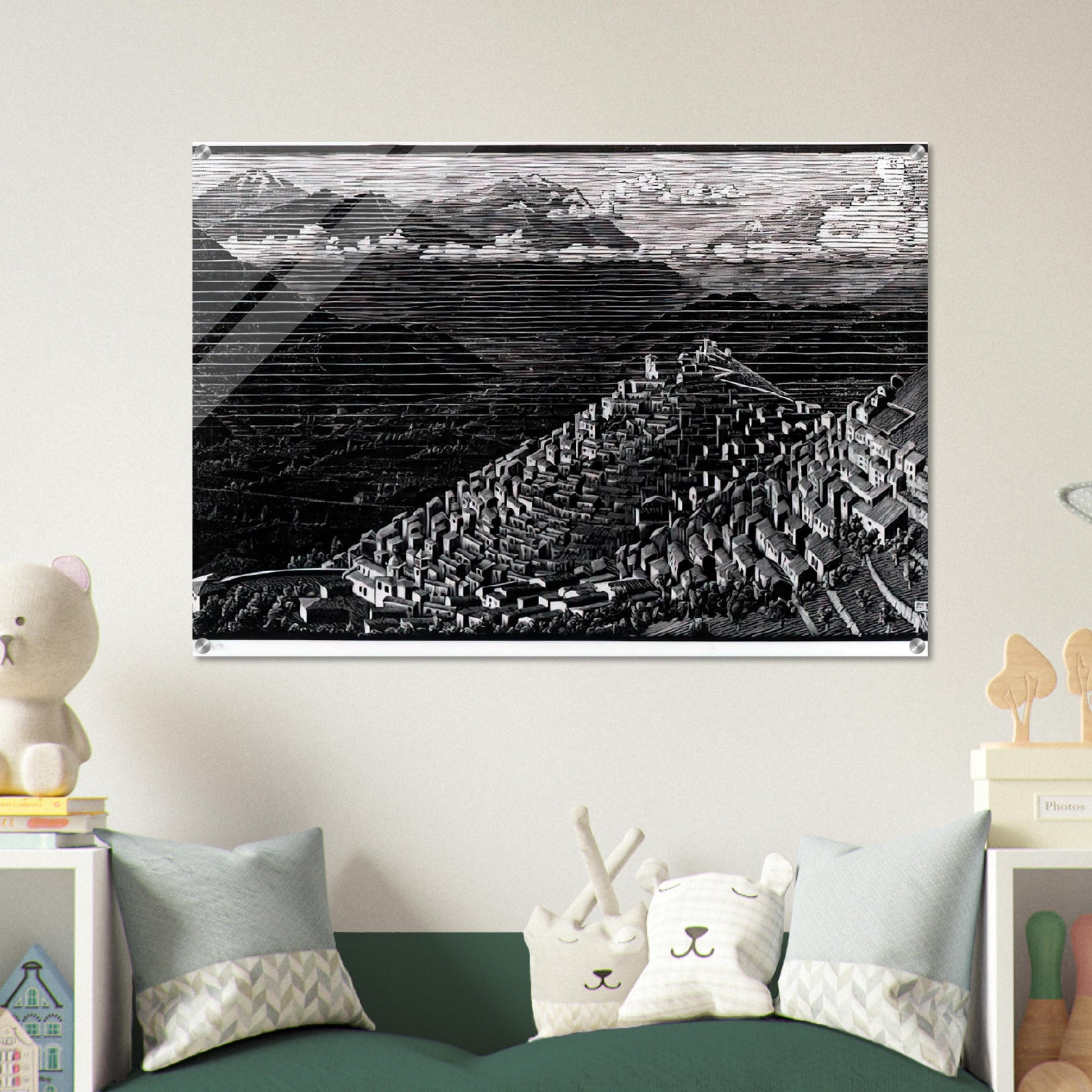 MORANO CALABRIA - MC Escher Acrylic Print - 70x100 cm / 28x40″ inches | Maurits Cornelis Escher Prints