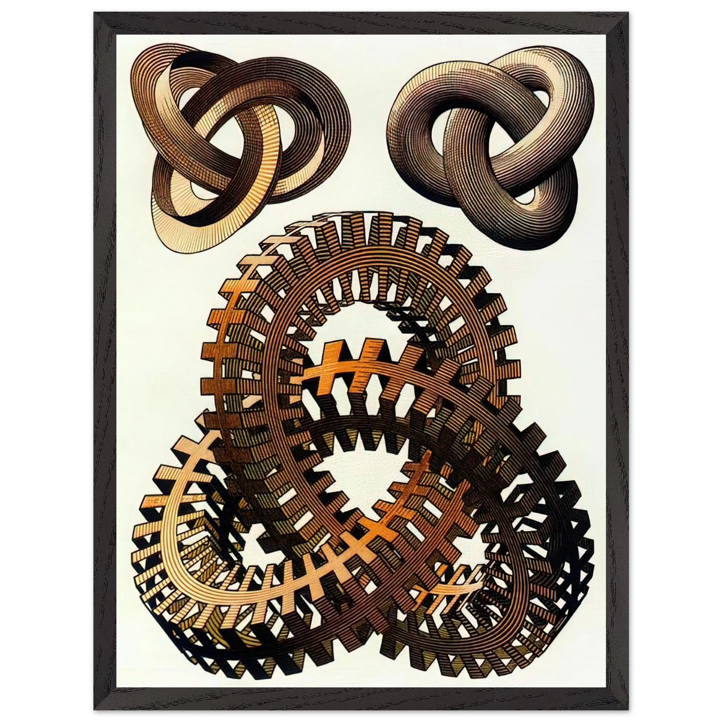 MC Escher - KNOTS COLOUR Wall Art - 30x40 cm / 12x16 inches - Premium Wooden Framed Poster With Fine Art Paper-canvas - Wood frame