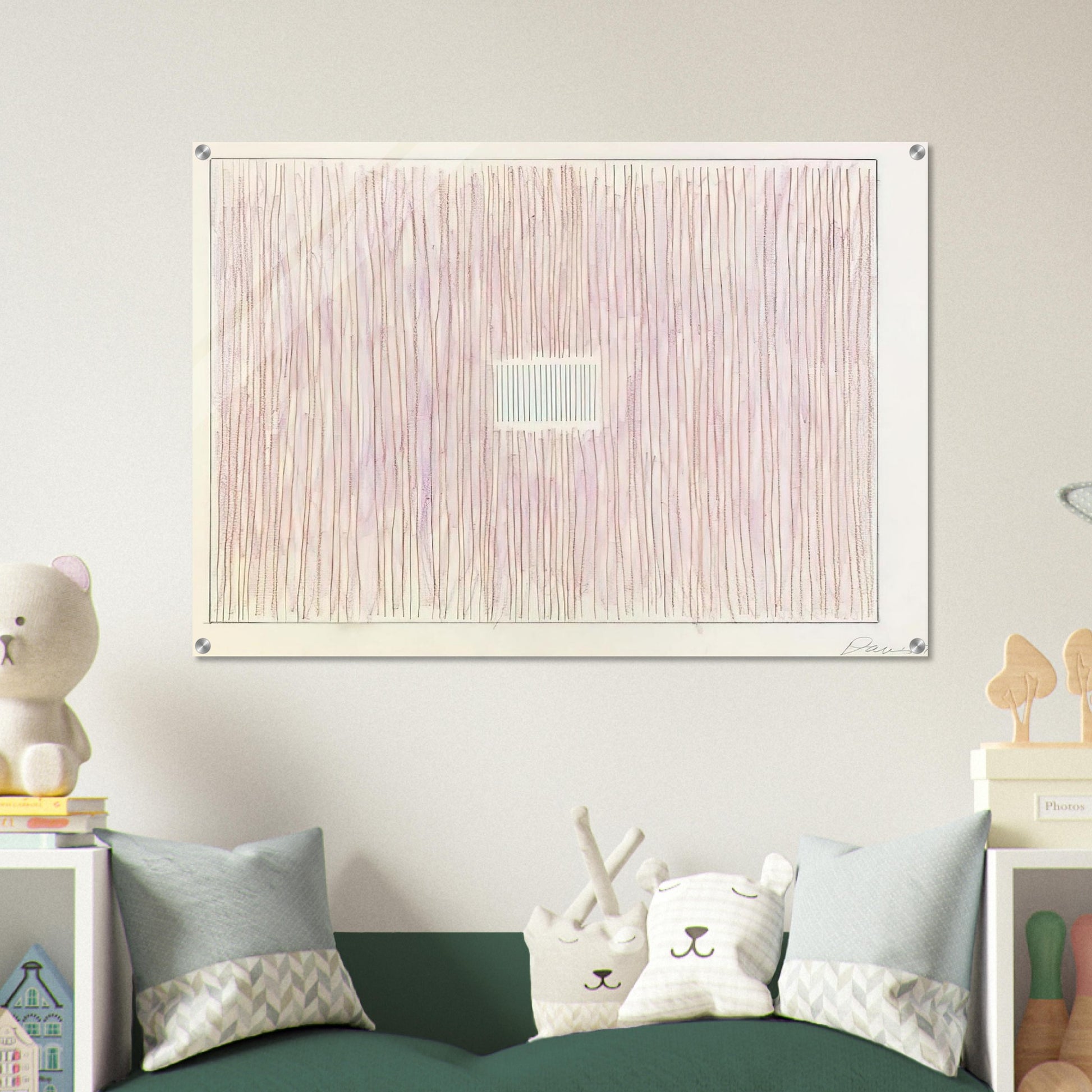 Untitled Pink Stripes-Gray Box - 1976 - Gene Davis Acrylic Print - 70x100 cm / 28x40″ inches