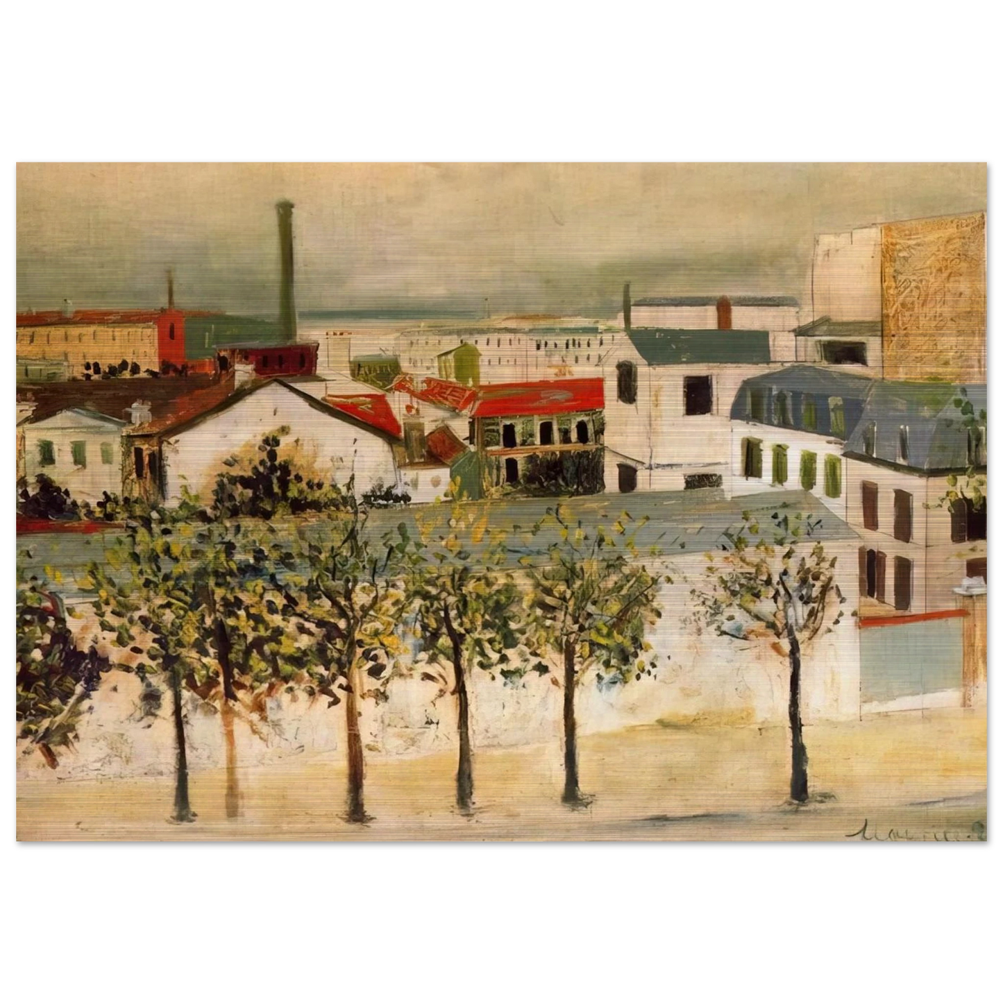 PARIS SUBURBS - Maurice Utrillo Brushed Aluminum Print - 70x100 cm / 28x40 inches | Maurice Utrillo Aluminum Print | Maurice Utrillo Prints