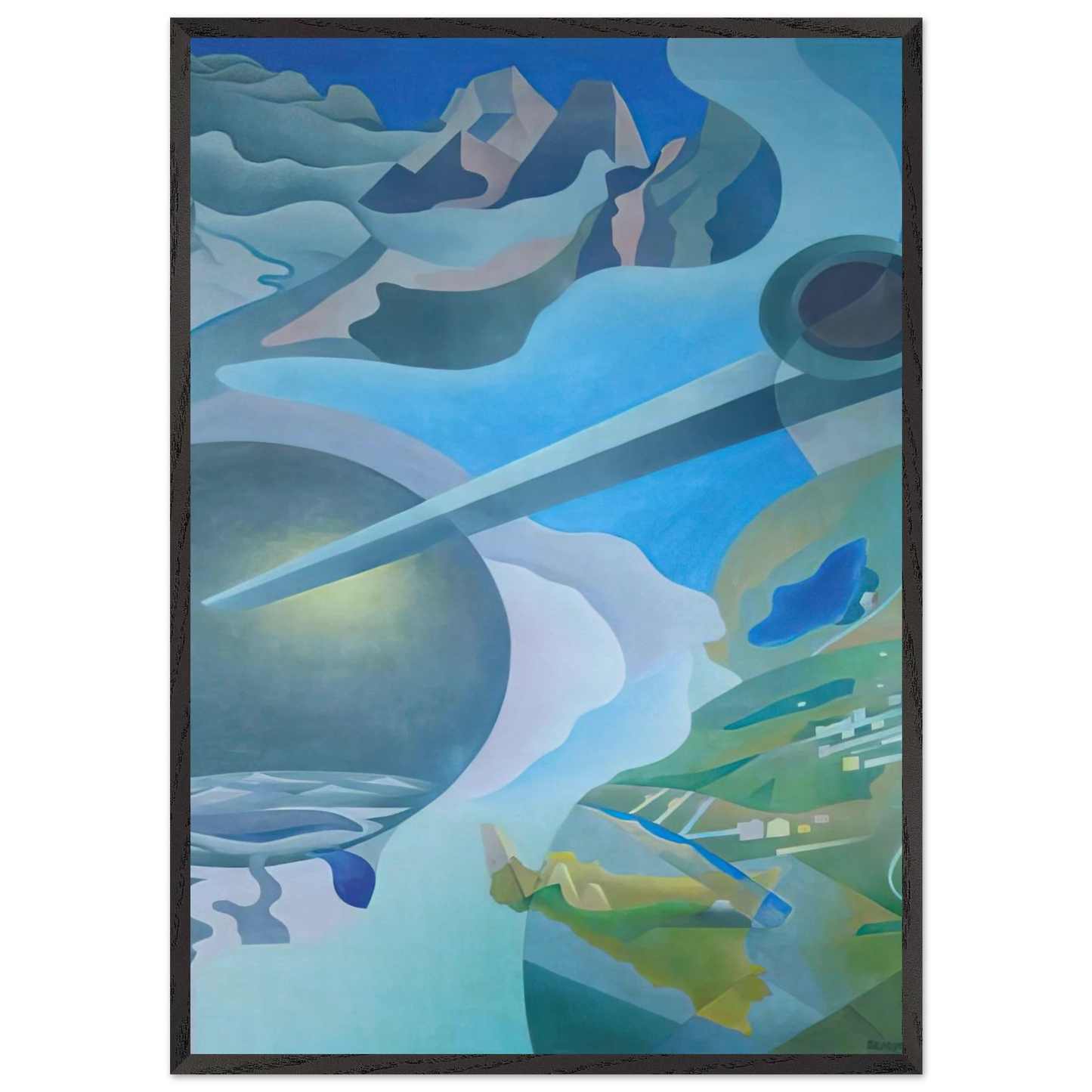 Synthesis of Aerial Communications - 1934 - Benedetta Cappa 70x100 cm / 28x40 inches Framed Art Print – Black Wooden Frame