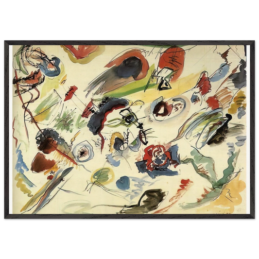 UNTITLED FIRST ABSTRACT WATERCOLOR 1910 - Wassily Kandinsky 70x100 cm / 28x40 inches Framed Art Print – Black Wooden Frame
