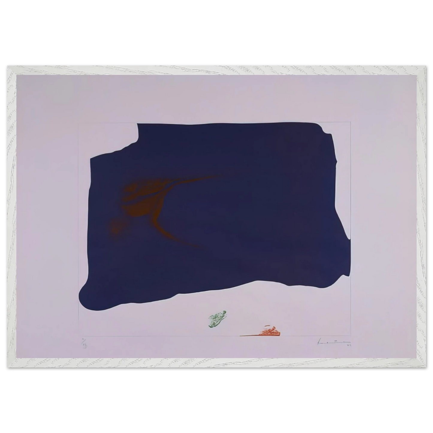 Helen Frankenthaler - Variation II on Mauve Corner - 1969 Wall art - 50x50 cm / 20x20 inches - Premium Wooden Framed Poster With Fine Art Paper-canvas - Wood frame