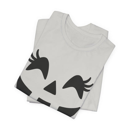 Jack O'Lantern Gesicht Kürbis Wimpern Halloween Damen Mädchen T-Shirt