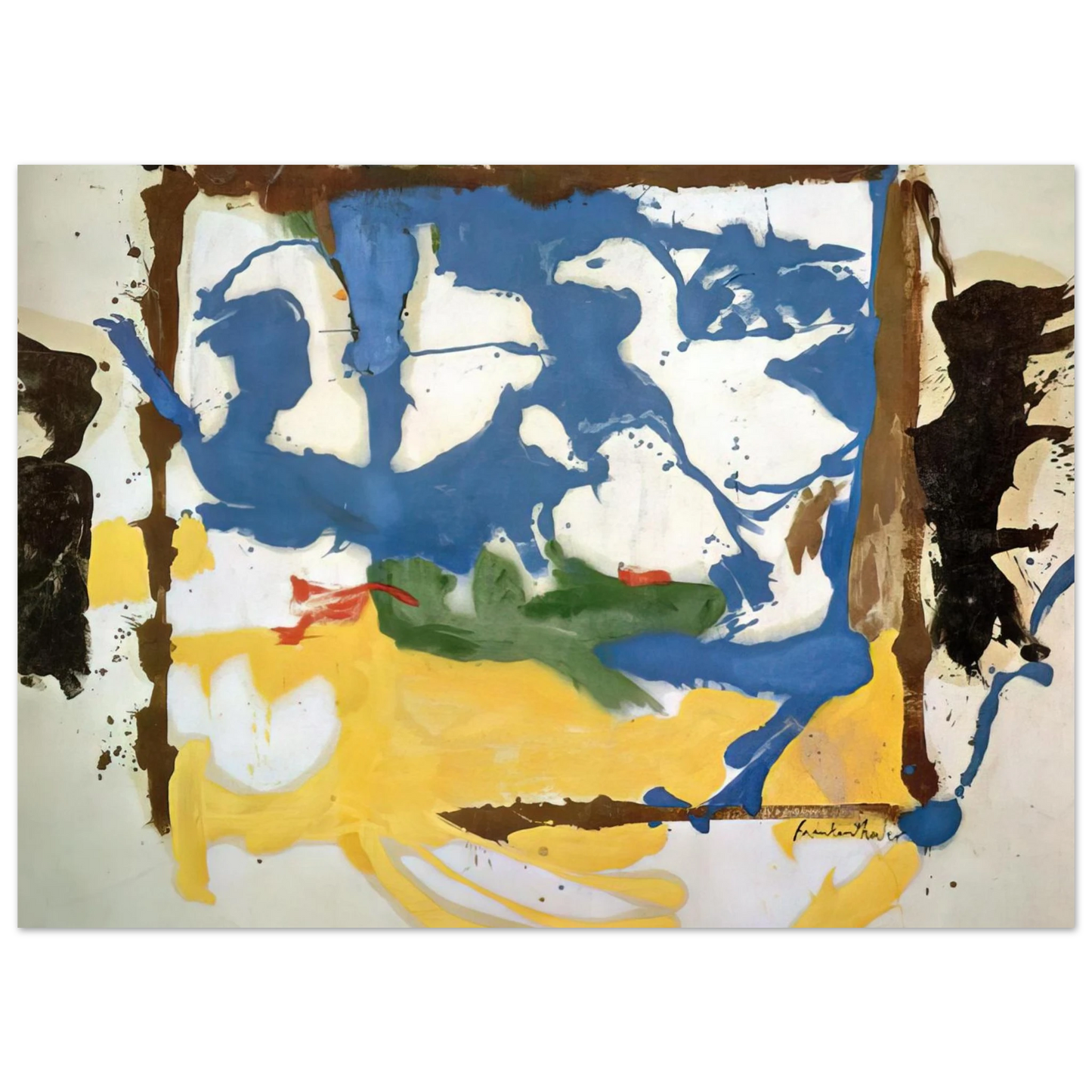 Helen Frankenthaler - Swan Lake #2 - 1961 Wall art - 15x20 cm / 6x8 inches - Premium Wooden Framed Poster With Fine Art Paper-canvas - Black frame
