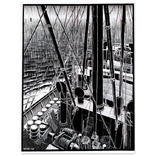 MC Escher - FREIGHTER SEPTEMBER 1936 1936 Wall Art - 21x29.7 cm / 8x12" - Fine Art Poster-canvas - -