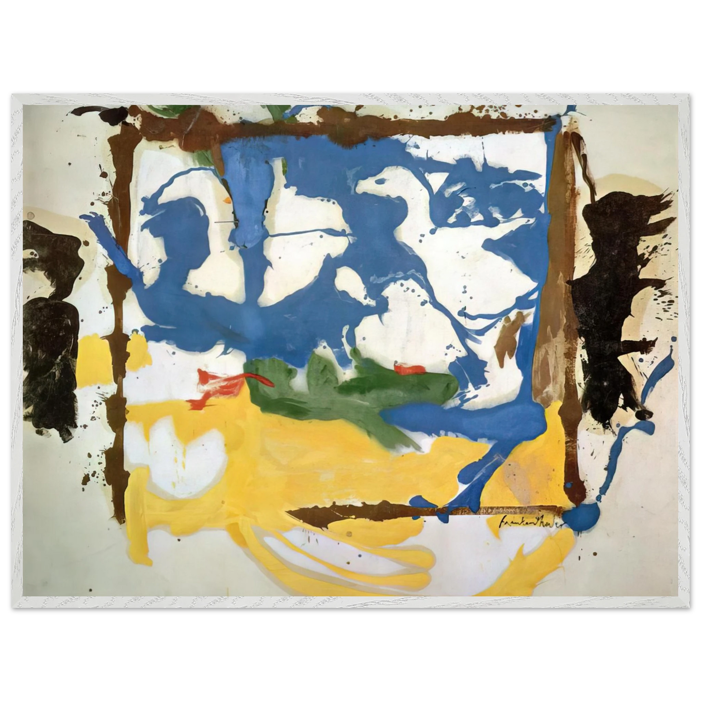 Helen Frankenthaler - Swan Lake #2 - 1961 Wall art - 30x40 cm / 12x16 inches - Premium Wooden Framed Poster With Fine Art Paper-canvas - White frame