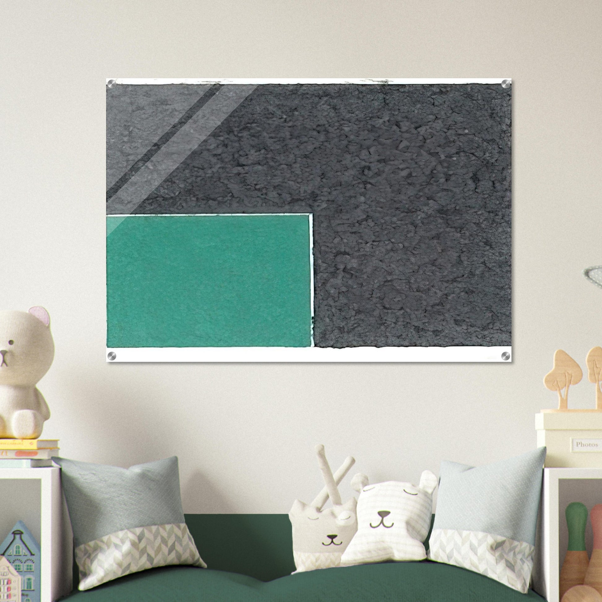 Colored Paper Image XVIII  Green Square with Grey  - Ellsworth Kelly Acrylic Print - 70x100 cm / 28x40″ inches