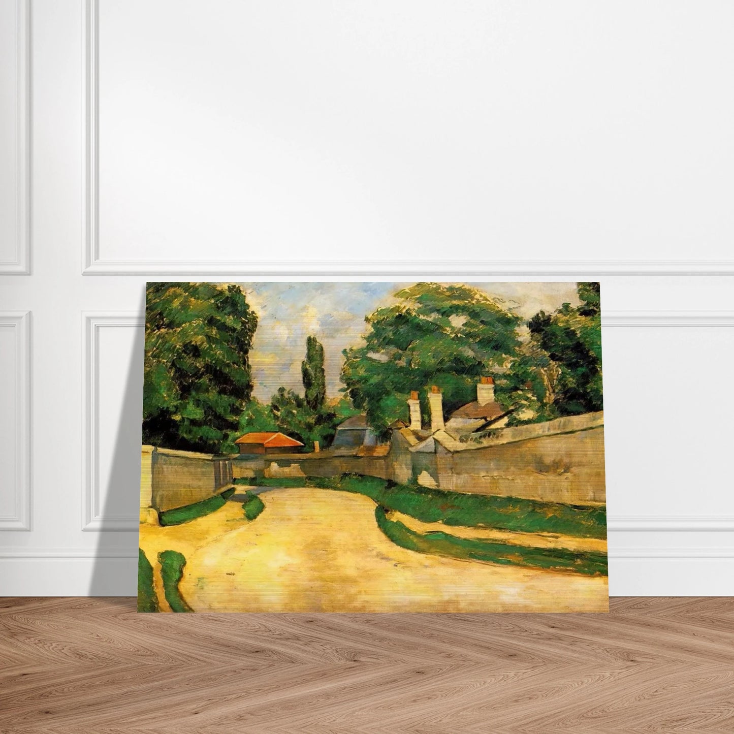 Houses Along a Road - Paul Cézanne Brushed Aluminum Print - 70x100 cm / 28x40 inches | Paul Cézanne Aluminum Print | Paul Cézanne Prints