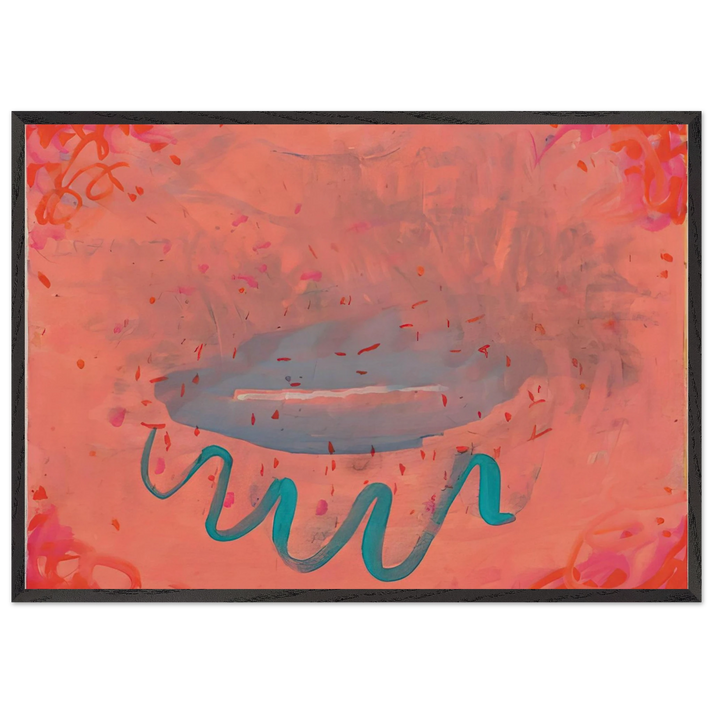 Untitled Lips with Turquoise - 1984 - Paul Thek 70x100 cm / 28x40 inches Framed Art Print – Black Wooden Frame