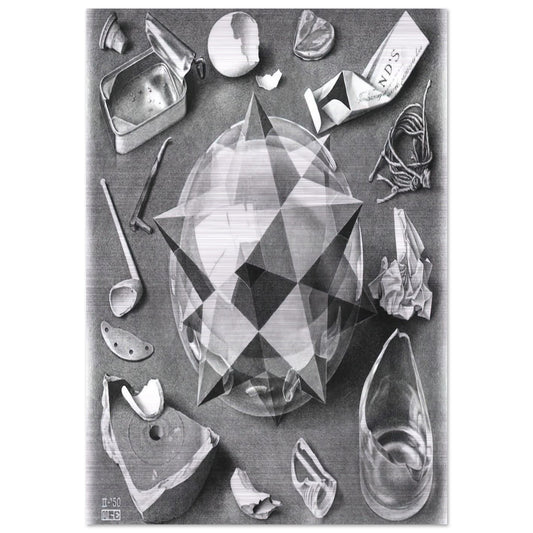 CONTRAST ORDER AND CHAOS - MC Escher Brushed Aluminum Print - 70x100 cm / 28x40 inches | MC Escher Aluminum Print | MC Escher Prints