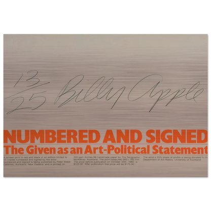 Numbered and Signed - 1980 - Billy Apple Brushed Aluminum Print - 70x100 cm / 28x40 inches | Billy Apple Aluminum Print | Billy Apple Prints
