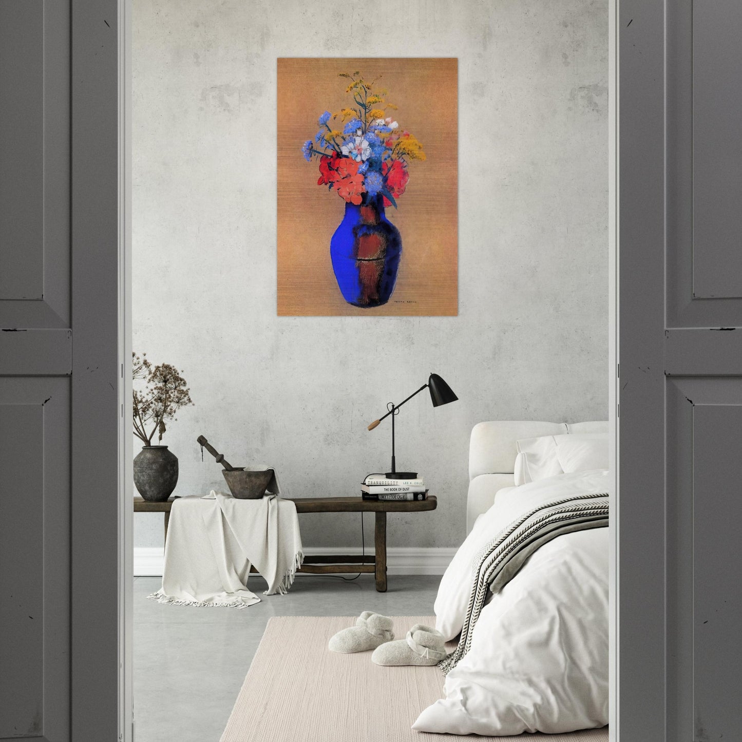 WILD FLOWERS IN A VASE - Odilon Redon Brushed Aluminum Print - 70x100 cm / 28x40 inches | Odilon Redon Aluminum Print | Odilon Redon Prints