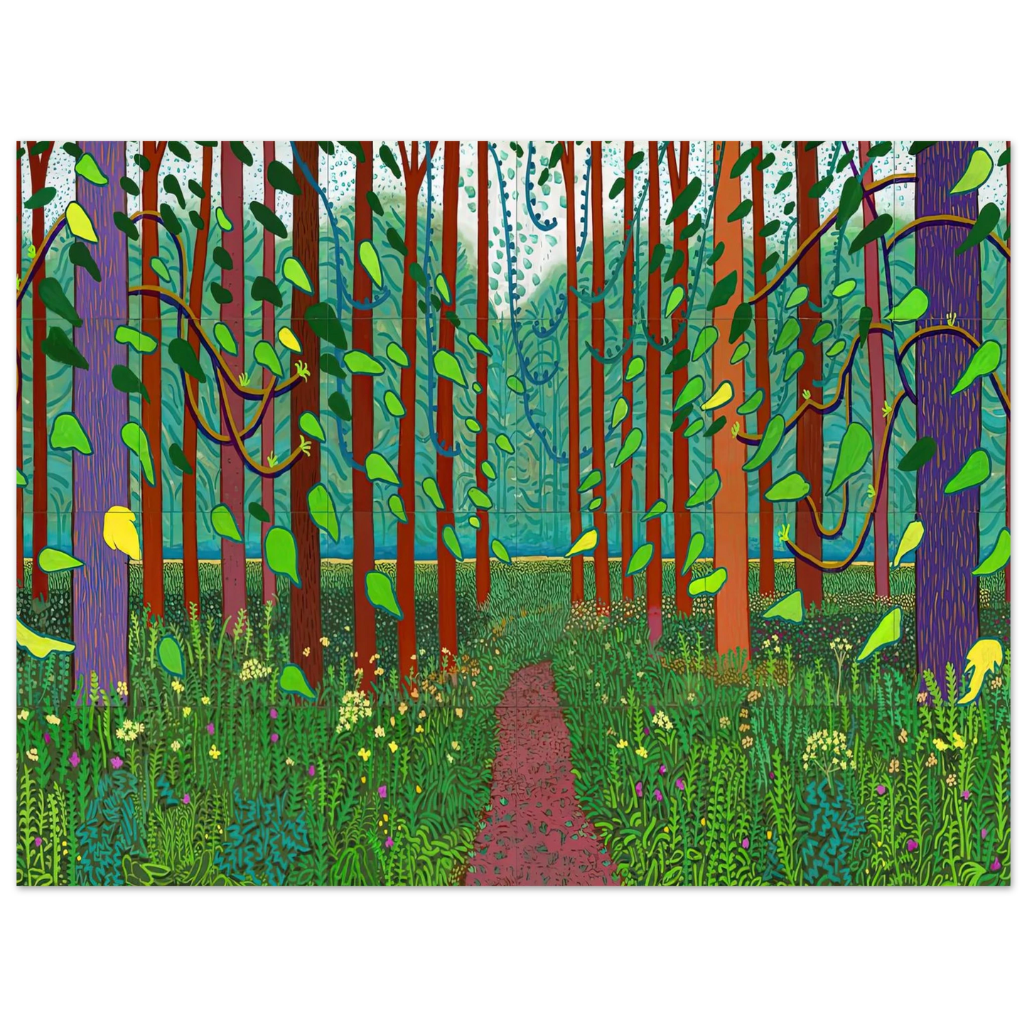 David Hockney - David Hockney Wall art - 27x35 cm / 11x14 inches - Premium Wooden Framed Poster With Fine Art Paper-canvas - White frame