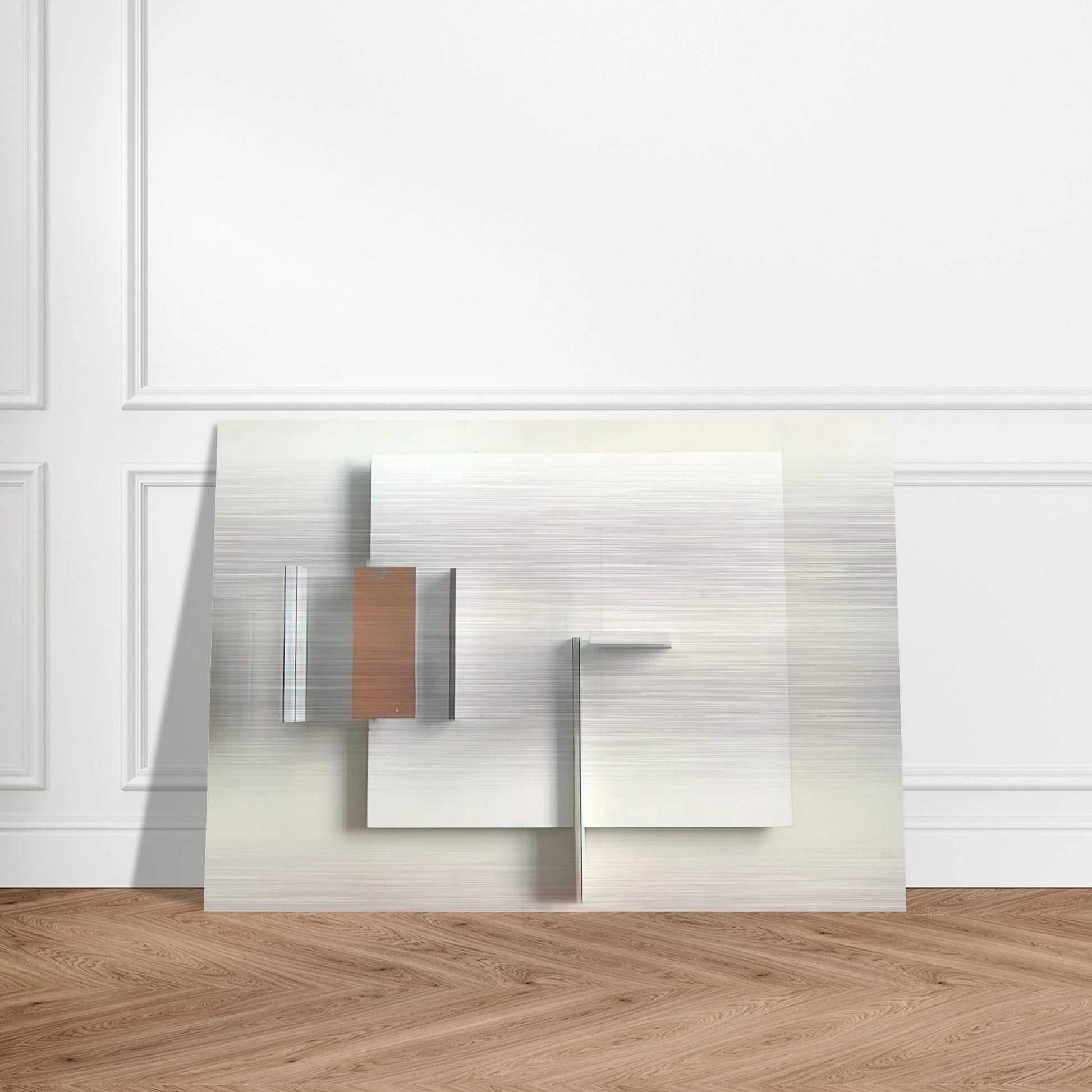 Abstract in White, Black and Ochre - 1962 - Victor Pasmore Brushed Aluminum Print - 70x100 cm / 28x40 inches | Victor Pasmore Aluminum Print | Victor Pasmore Prints