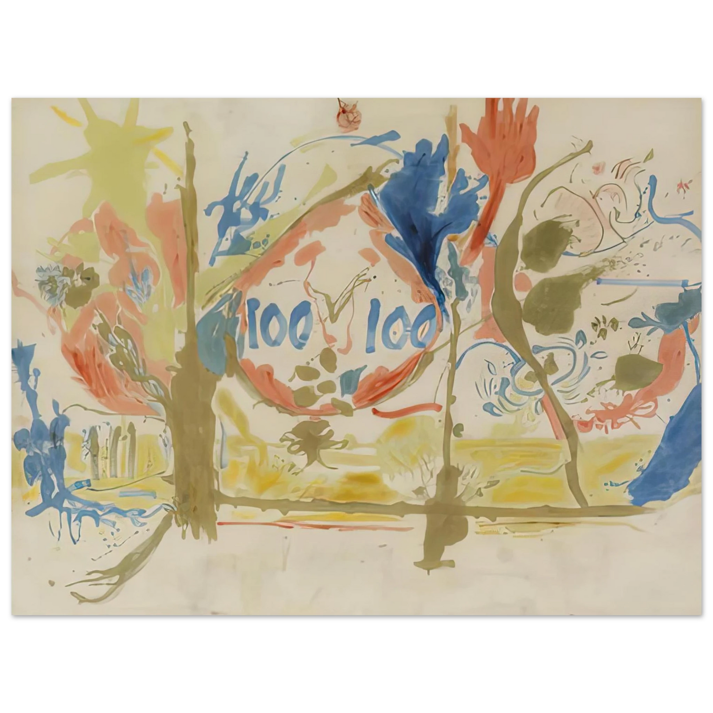Helen Frankenthaler - Eden, 1956- Wall Art - 21x29.7 cm / 8x12" - Fine Art Poster-canvas - -
