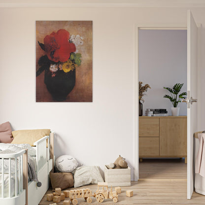 THE RED POPPY - Odilon Redon Brushed Aluminum Print - 70x100 cm / 28x40 inches | Odilon Redon Aluminum Print | Odilon Redon Prints