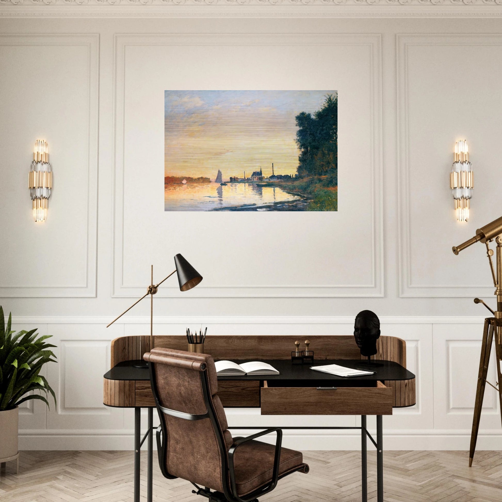 Argenteuil, Late Afternoon - claude monet Brushed Aluminum Print - 70x100 cm / 28x40 inches | claude monet Aluminum Print | claude monet Prints