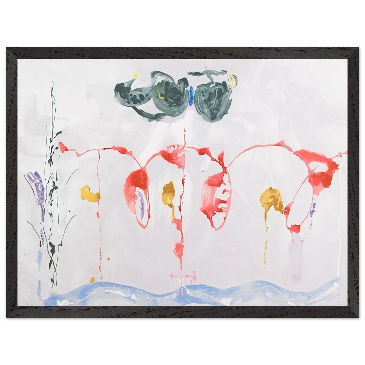 Helen Frankenthaler - Aerie - 2009 Wall art - 70x100 cm / 28x40 inches - Premium Wooden Framed Poster With Fine Art Paper-canvas - White frame