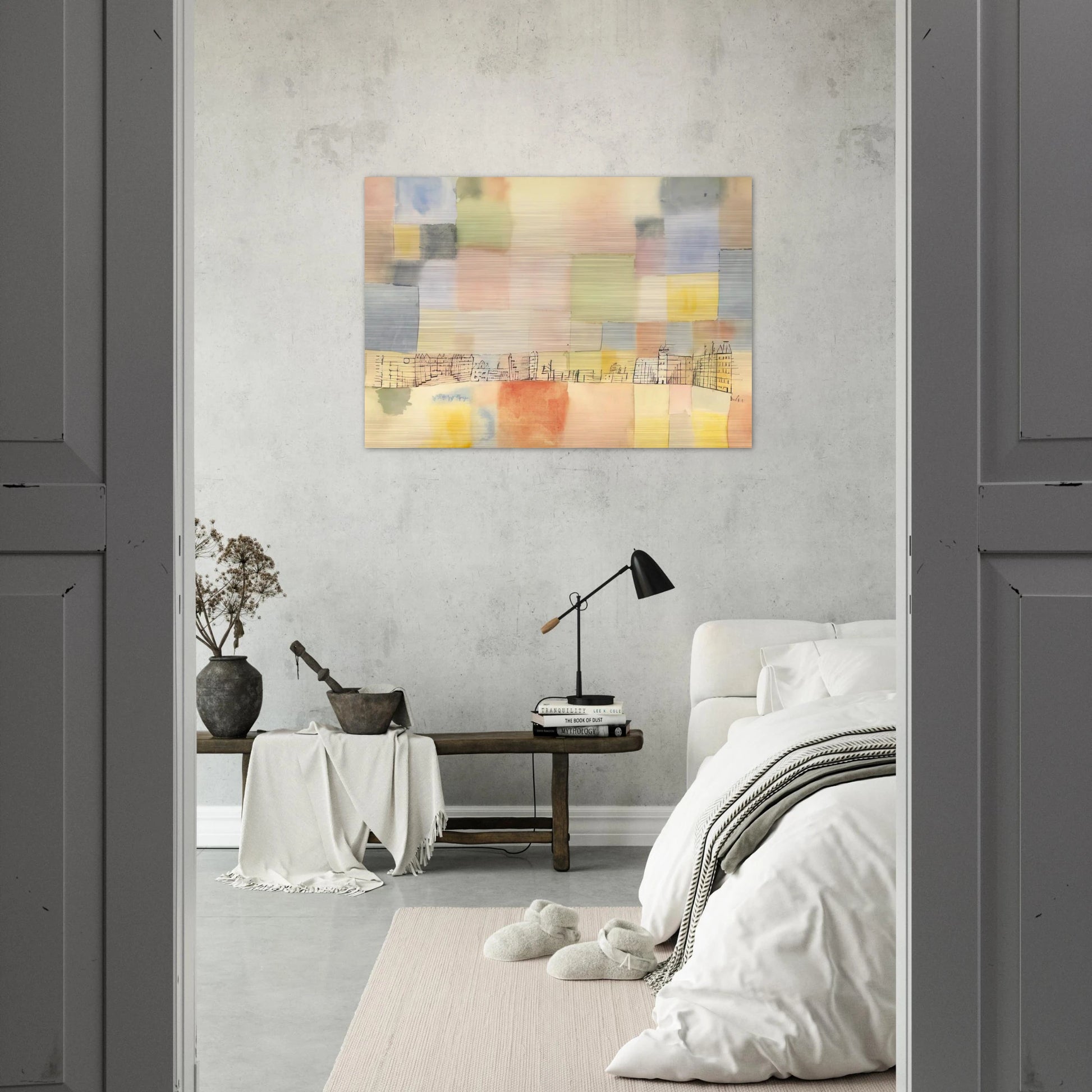 NEUER STADTTEIL IN M 1928 - Paul Klee Brushed Aluminum Print - 70x100 cm / 28x40 inches | Paul Klee Aluminum Print | Paul Klee Prints