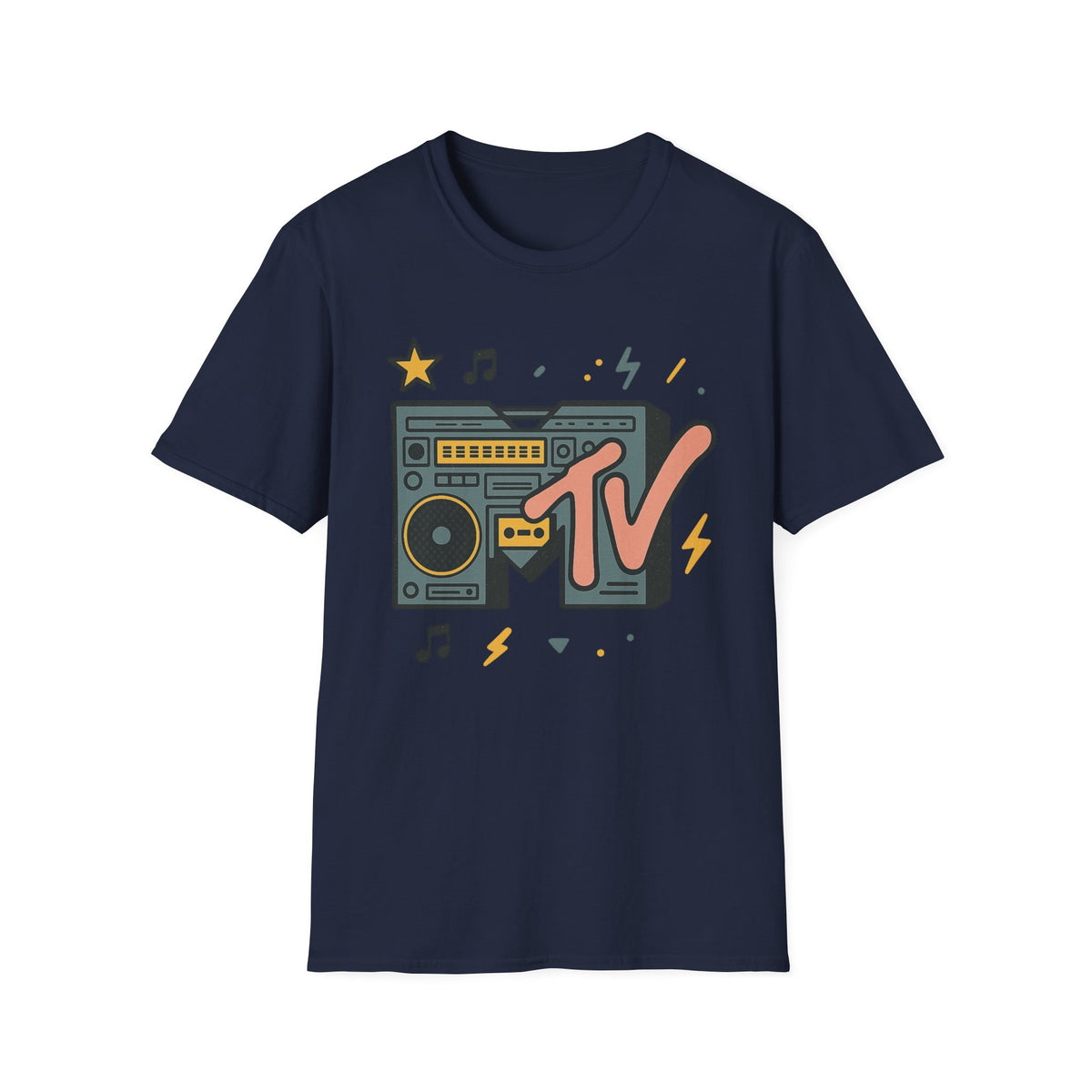Retro MTV Vintage Leopardenmuster Musikfernsehen Grafik T-Shirt 80er 90er Throwback Unisex Band Shirt Animal Print Rock Style T-Shirt