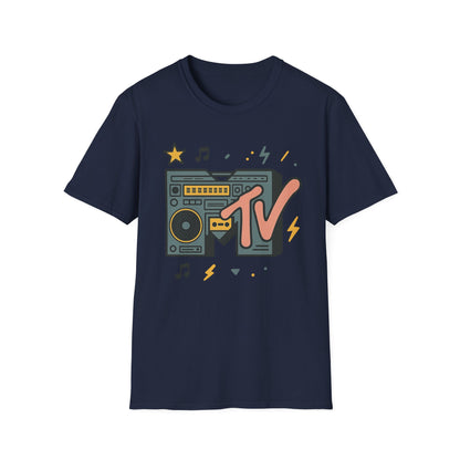 Retro MTV Vintage Leopardenmuster Musikfernsehen Grafik T-Shirt 80er 90er Throwback Unisex Band Shirt Animal Print Rock Style T-Shirt