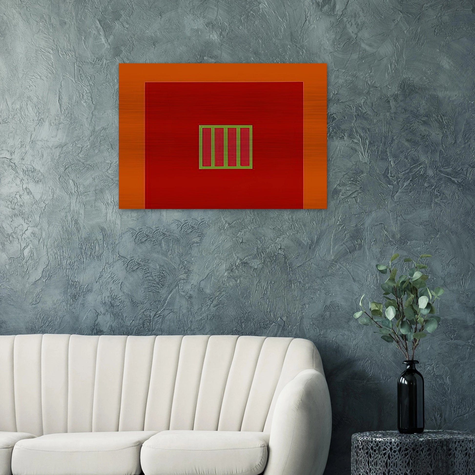 Day-Glo Prison - 1982 - Peter Halley Brushed Aluminum Print - 70x100 cm / 28x40 inches | Peter Halley Aluminum Print | Peter Halley Prints