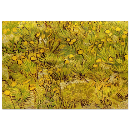 A Field of Yellow Flowers - Vincent van Gogh Brushed Aluminum Print - 70x100 cm / 28x40 inches | Vincent van Gogh Aluminum Print | Vincent van Gogh Prints