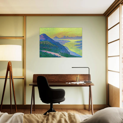 SUNSET AT AMBLETEUSE 1899 - Theo van Rysselberghe Brushed Aluminum Print - 70x100 cm / 28x40 inches | Theo van Rysselberghe Aluminum Print | Theo van Rysselberghe Prints