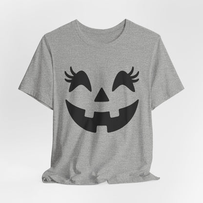 Jack O'Lantern Gesicht Kürbis Wimpern Halloween Damen Mädchen T-Shirt