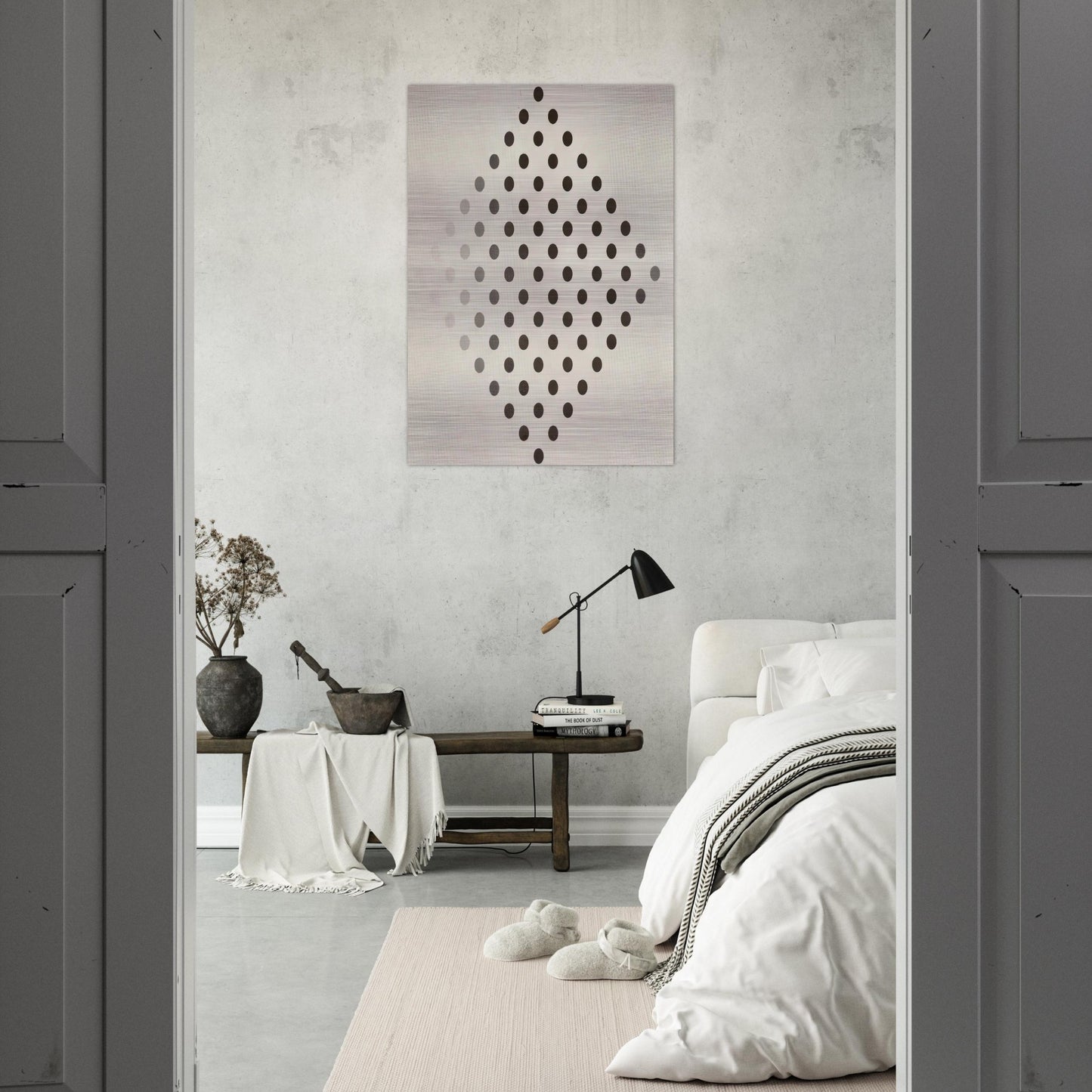 BLACK TO WHITE DISKS 1952 - Bridget Riley Brushed Aluminum Print - 70x100 cm / 28x40 inches | Bridget Riley Aluminum Print | Bridget Riley Prints