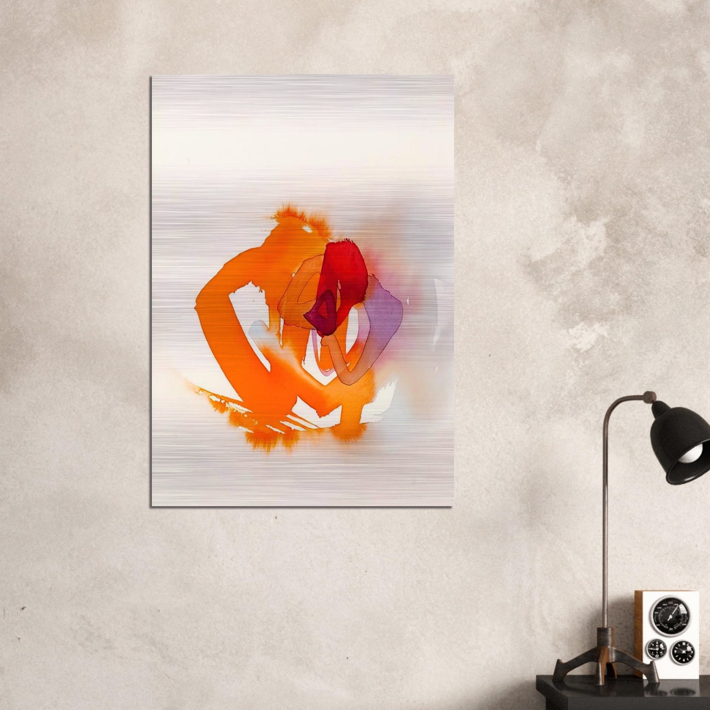 UNTITLED ORANGE RED AND PURPLE - Luis Feito Brushed Aluminum Print - 70x100 cm / 28x40 inches | Luis Feito Aluminum Print | Luis Feito Prints