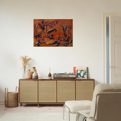 Red Abstract Composition - Art Informel, Surrealism - Henri Michaux Brushed Aluminum Print - 70x100 cm / 28x40 inches | Henri Michaux Aluminum Print | Henri Michaux Prints