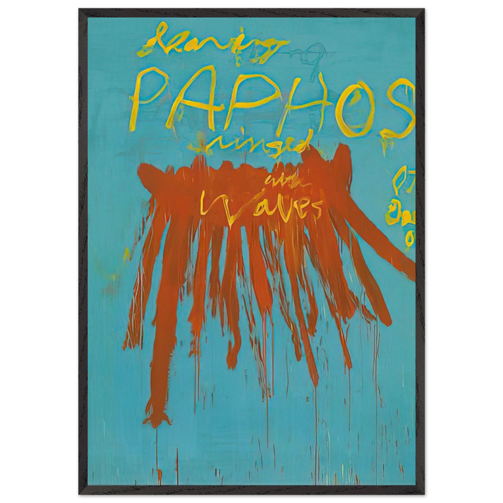 Leaving Paphos Ringed With Waves IV - Cy Twombly 70x100 cm / 28x40 inches Framed Art Print – Black Wooden Frame