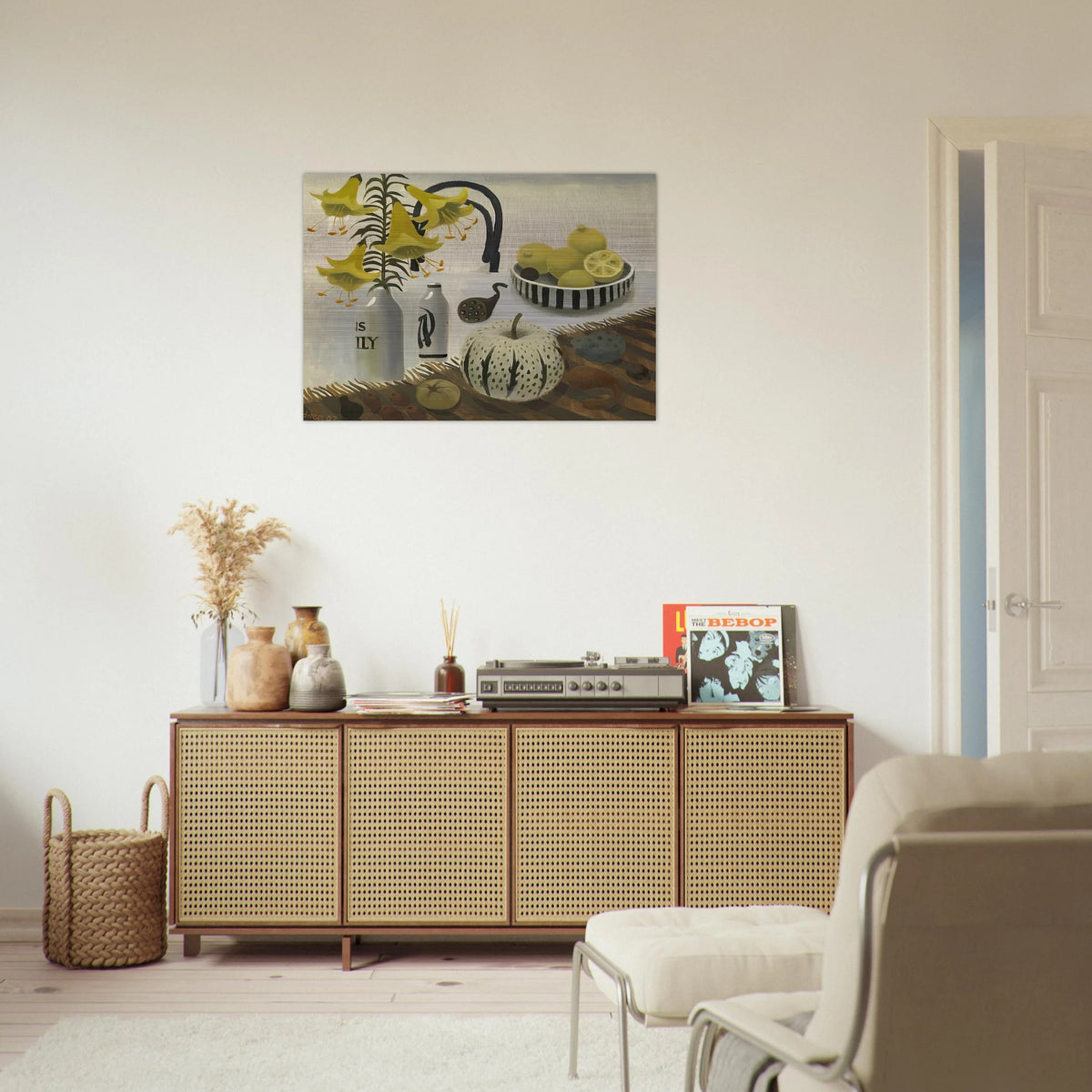 Lilies and Lemons - 2007 - Mary Fedden Brushed Aluminum Print - 70x100 cm / 28x40 inches | Mary Fedden Aluminum Print | Mary Fedden Prints