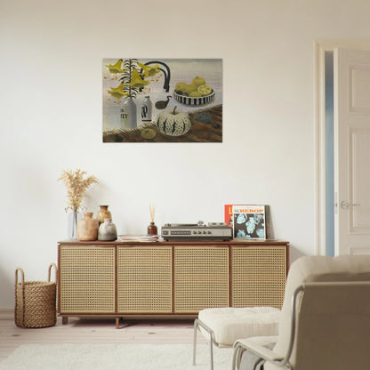 Lilies and Lemons - 2007 - Mary Fedden Brushed Aluminum Print - 70x100 cm / 28x40 inches | Mary Fedden Aluminum Print | Mary Fedden Prints