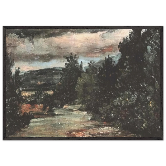 River in the plain - Paul Cezanne 70x100 cm / 28x40 inches Framed Art Print – Black Wooden Frame