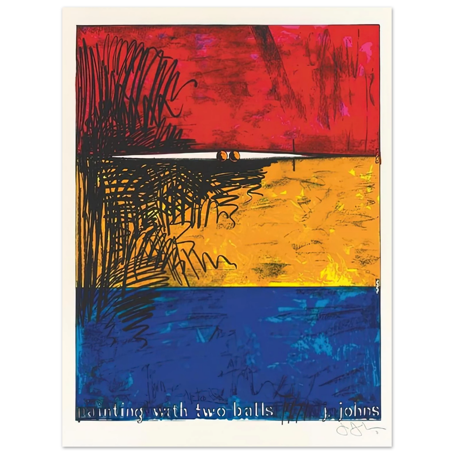 Jasper Johns - PAINTING WITH TWO BALLS ULAE 87  75x100 cm / 30x40inches Fine Art Poster