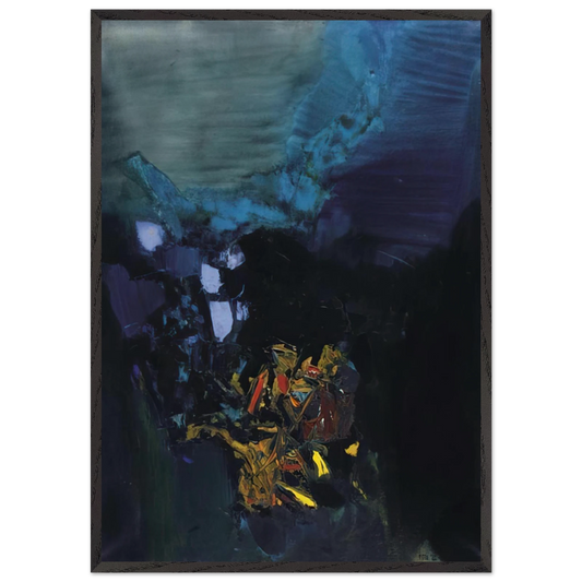 Vallee de Gorbio - Abstract Art - S H Raza 70x100 cm / 28x40 inches Framed Art Print – Black Wooden Frame