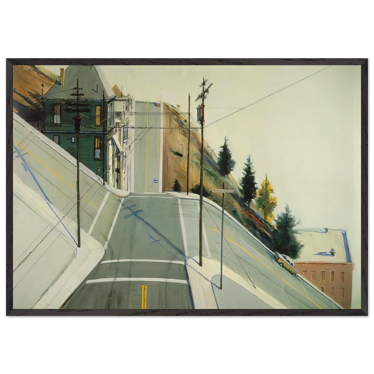 24th Street Intersection - 1977 - Wayne Thiebaud 70x100 cm / 28x40 inches Framed Art Print – Black Wooden Frame
